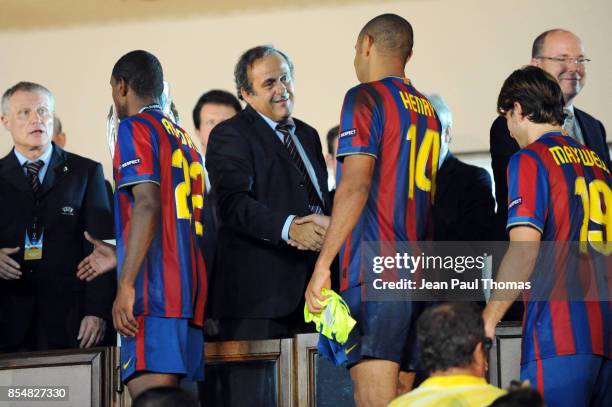 Michel PLATINI - Thierry HENRY - Barcelone / Shakhtar Donetsk - Super Coupe d Europe 2009 - Stade Louis II de Monaco,