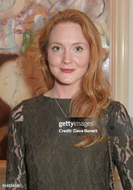 Olivia Hallinan attends the private view and launch of Sacha Jafri's 18 year retrospective global tour "Universal Consciousnes" at The Saatchi...