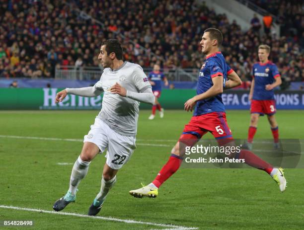 Henrikh Mkhitaryan of Manchester United scores their fourth goal during the UEFA Champions League group A match between CSKA Moskva and Manchester...