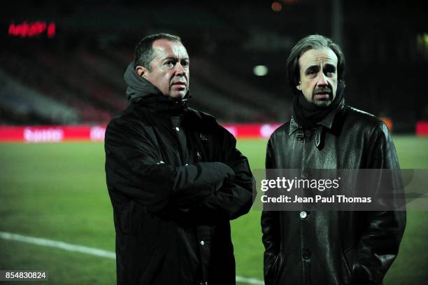 Phillipe BOINDRIEUX / Robin LEPROUX - - - Lyon / PSG - 22eme journee de Ligue 1 - Stade de Gerland -