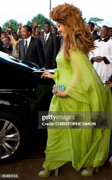 Chantal Biya, Cameroonian President Paul Biya's wife leaves the church after the vespers service by Pope Benedict XVI at the Basilic "Mineur, Marie...