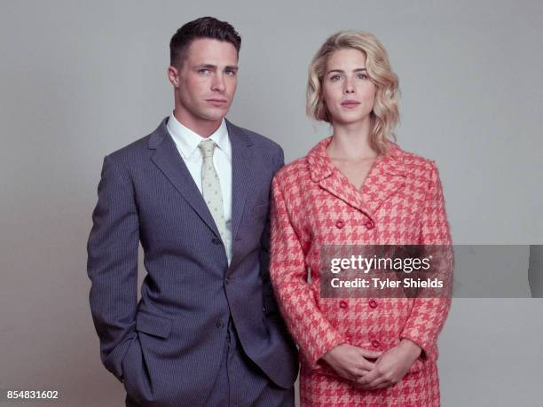 Actors Colton Hayes and Emily Bett Rickards for Self Assignment on January 9, 2016 in Los Angeles, California.
