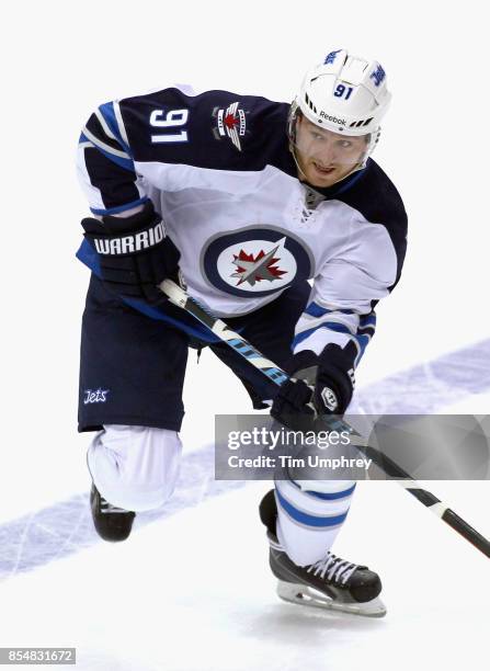 Jiri Tlusty of the Winnipeg Jets plays in the game against the St. Louis Blues at the Scottrade Center on April 7, 2015 in St. Louis, Missouri.