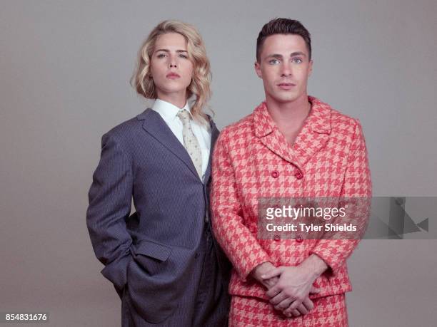 Actors Colton Hayes and Emily Bett Rickards for Self Assignment on January 9, 2016 in Los Angeles, California.