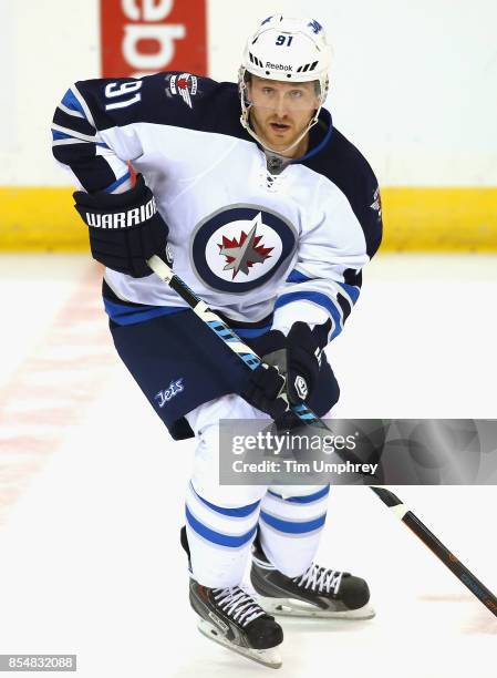 Jiri Tlusty of the Winnipeg Jets plays in the game against the St. Louis Blues at the Scottrade Center on April 7, 2015 in St. Louis, Missouri.