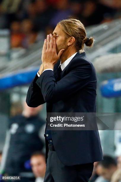Nicolas Frutos head coach of RSC Anderlecht during the Champions League Group B match between RSC Anderlecht and Celtic FC on September 27, 2017 in...