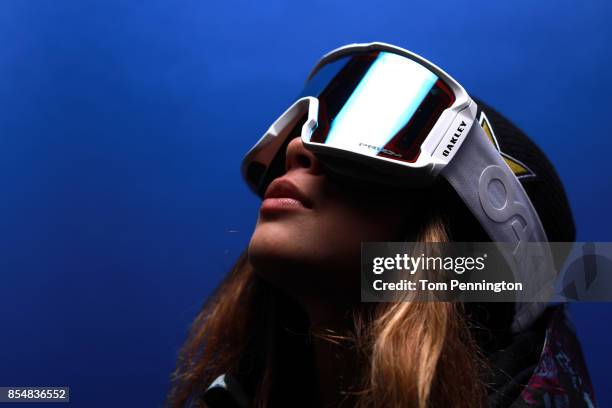 Snowboarder Hailey Langland poses for a portrait during the Team USA Media Summit ahead of the PyeongChang 2018 Olympic Winter Games on September 27,...