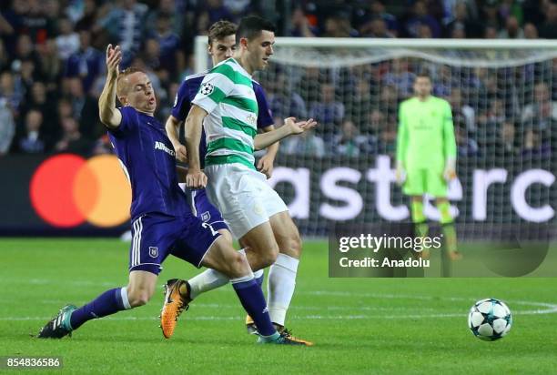 Adrien Trebel of Anderlecht in action during the UEFA Champions League Group B match between Anderlecht and Celtic Glasgow at the Constant Van den...