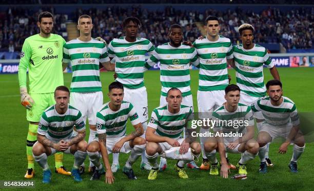 Footballers of Celtic Glasgow pose for a photo before the UEFA Champions League Group B match between Anderlecht and Celtic Glasgow at the Constant...