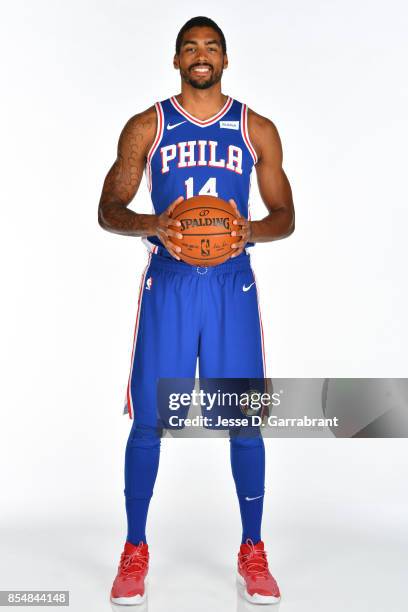 James Michael McAdoo of the Philadelphia 76ers poses for a portrait during 2017-18 NBA Media Day on September 25, 2017 at Wells Fargo Center in...