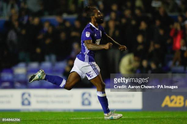Birmingham City's Jacques Maghoma celebrates his goal during the Sky Bet Championship match at St Andrew's, Birmingham.