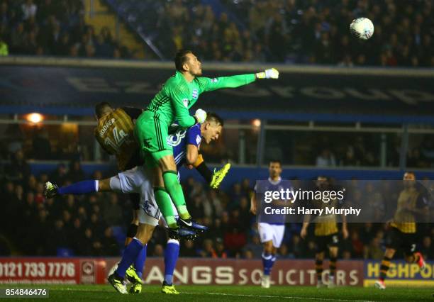 Tomasz Kuszczak of Birmingham City punches the ball clear during the Sky Bet Championship match between Birmingham City and Sheffield Wednesday at St...