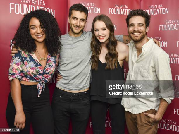 Aisha Dee, Nick Antosca, Amy Forsyth, and Jeff Ward pose for portrait at SAG-AFTRA Foundation Conversations - "Channel Zero: No-End House" at...