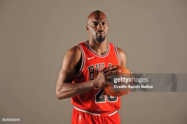 Quincy Pondexter of the Chicago Bulls poses for a portrait during the 2017-18 NBA Media Day on September 25, 2017 at the United Center in Chicago,...