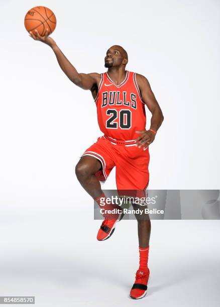 Quincy Pondexter of the Chicago Bulls poses for a portrait during the 2017-18 NBA Media Day on September 25, 2017 at the United Center in Chicago,...