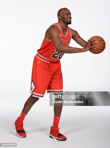 Quincy Pondexter of the Chicago Bulls poses for a portrait during the 2017-18 NBA Media Day on September 25, 2017 at the United Center in Chicago,...