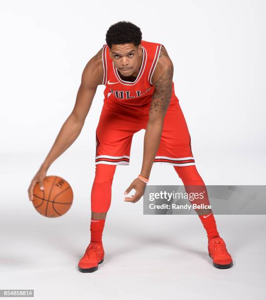 Jarell Eddie of the Chicago Bulls poses for a portrait during the 2017-18 NBA Media Day on September 25, 2017 at the United Center in Chicago,...