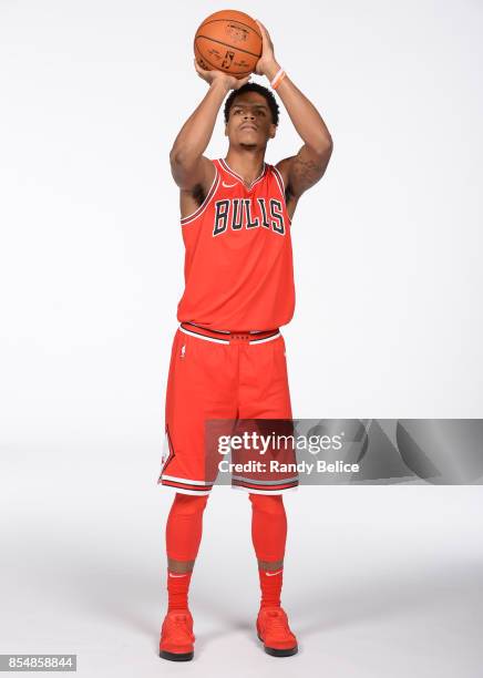 Jarell Eddie of the Chicago Bulls poses for a portrait during the 2017-18 NBA Media Day on September 25, 2017 at the United Center in Chicago,...