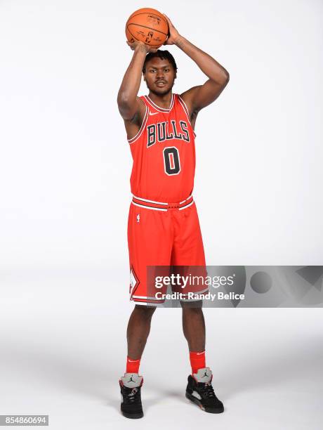 Diamond Stone of the Chicago Bulls poses for a portrait during the 2017-18 NBA Media Day on September 25, 2017 at the United Center in Chicago,...