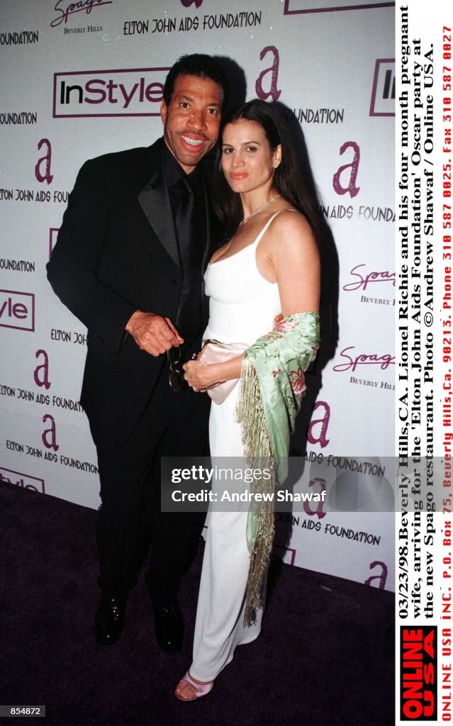 03/23/98 Beverly Hills, CA. Lionel Richie and his four month pregnant wife, Diane Alexander arriving