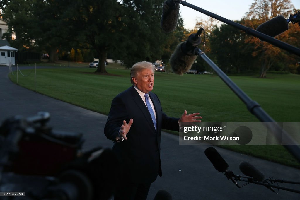 President Trump Arrives Back At The White House  After Speaking On Tax Reform In Indianapolis