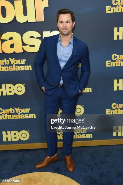 Andrew Rannells attends the "Curb Your Enthusiasm" season 9 premiere at SVA Theater on September 27, 2017 in New York City.