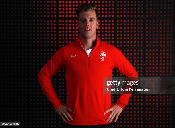Snowboarder Alex Diebold poses for a portrait during the Team USA Media Summit ahead of the PyeongChang 2018 Olympic Winter Games on September 27,...