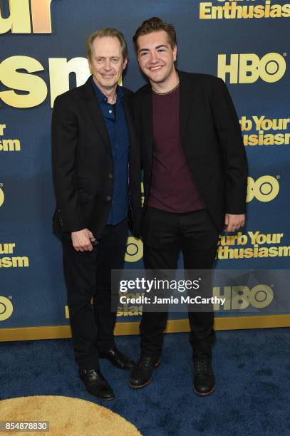 Steve Buscemi and Michael Gandolfini attend the "Curb Your Enthusiasm" season 9 premiere at SVA Theater on September 27, 2017 in New York City.