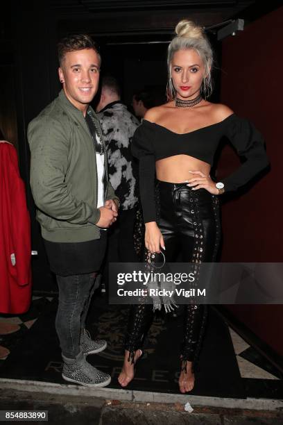 Sam Callahan and Chloe Page seen attending Ella Jade Interiors - party at Raffles on September 27, 2017 in London, England.