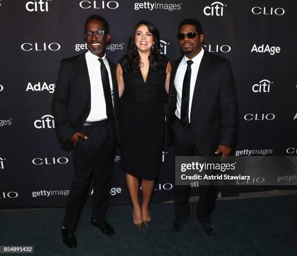 Cecily Strong Sean Stockman and Nathan Morris of "Boys to Men" attend the 2017 Clio Awards at Lincoln Center on September 27, 2017 in New York City.