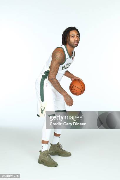 James Young of the Milwaukee Bucks poses for a portrait during the 2017-18 NBA Media Day on September 25, 2017 at the BMO Harris Bradley Center in...