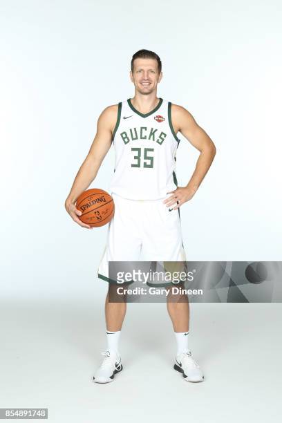 Mirza Teletovic of the Milwaukee Bucks poses for a portrait during the 2017-18 NBA Media Day on September 25, 2017 at the BMO Harris Bradley Center...
