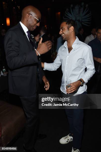 Smoove and Aziz Ansari attend the after party for the "Curb Your Enthusiasm" season 9 premiere at TAO Downtown on September 27, 2017 in New York City.