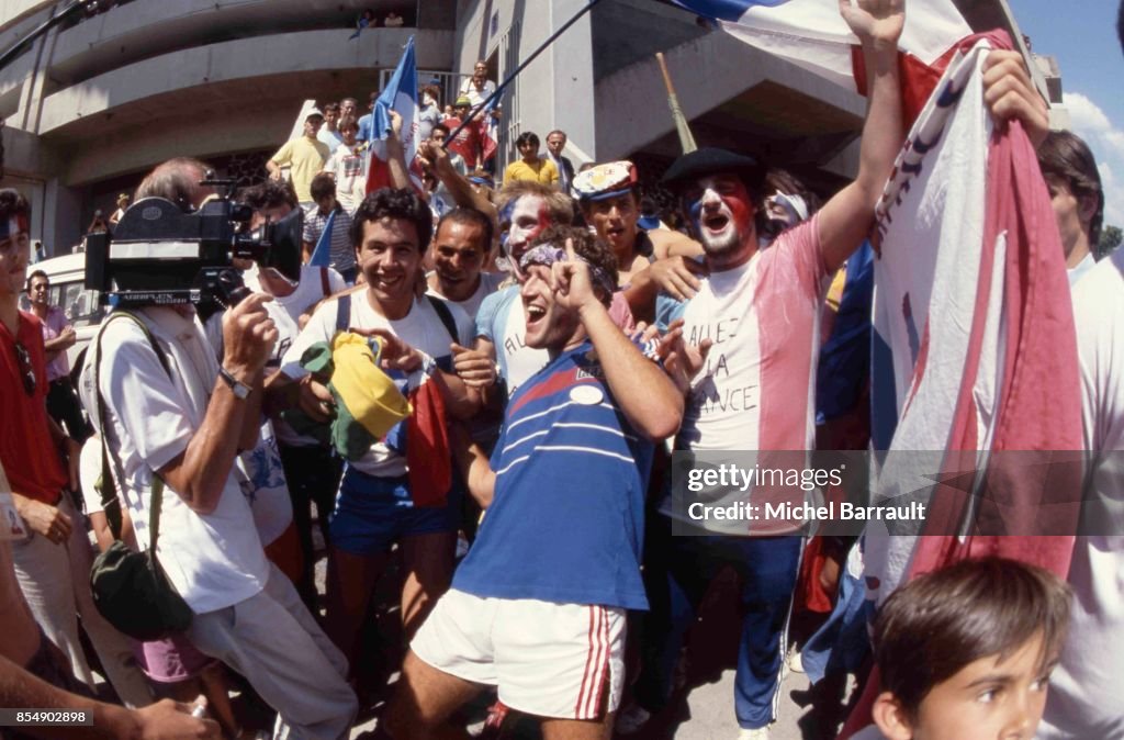Supporters de l'equipe de France - 21.06.1986 - France / Bresil - Quart de Finale de la Coupe du Monde 1986 ,