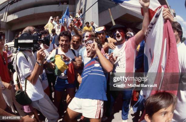 Supporters de l'equipe de France - - France / Bresil - Quart de Finale de la Coupe du Monde 1986 ,