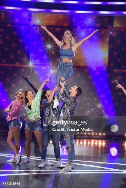 Julia Lindholm during the tv show 'Stefanie Hertel - Die grosse Show der langen Beine' on September 27, 2017 in Zwickau, Germany.