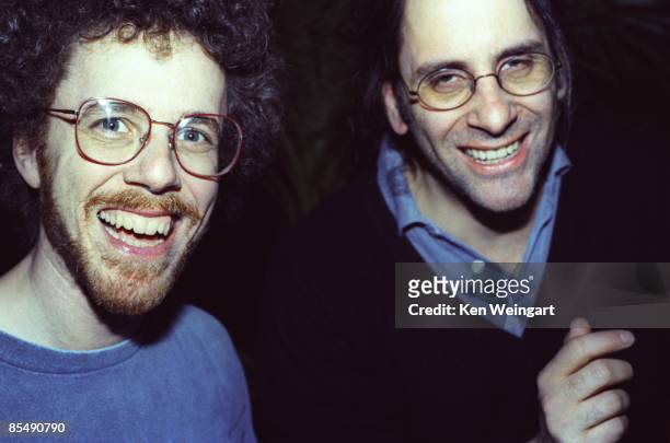 Filmmakers and brothers Joel Coen and Ethan Coen of the Coen Brothers filmmaking team pose for a portrait in 1996 in New York City, New York.