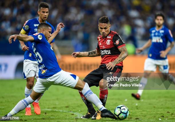 Murilo of Cruzeiro struggles for the ball with Guerrero of Flamengo during a match between Cruzeiro and Flamengo as part of Copa do Brasil Final 2017...