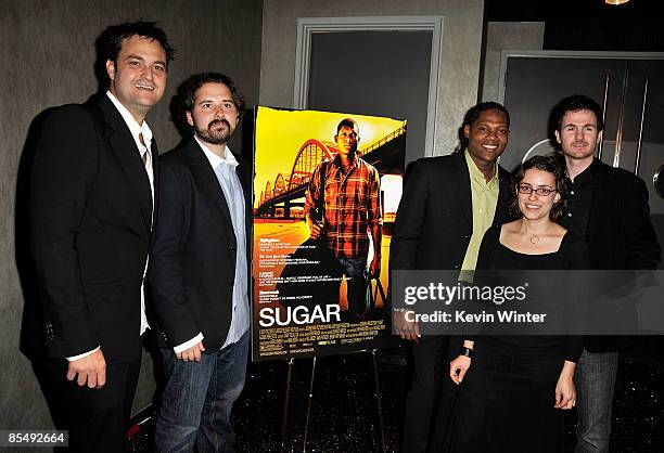 Producers Jamie Patricof, Jeremy Kipp Walker, actor Algenis Perez Soto, directors Anna Boden and Ryan Fleck arrive at the Los Angeles premiere of...