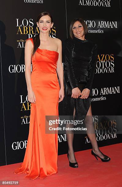 Actresses Kira Miro and Mariola Fuentes arrive at the Madrid world premiere of "Los Abrazos Rotos" at Proyecciones Cinema on March 18, 2009 in...