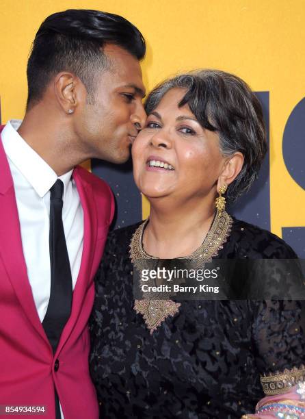 Actor Utkarsh Ambudkar and his mother attend the premiere of Showtimes 'White Famous' at The Jeremy Hotel on September 27, 2017 in West Hollywood,...