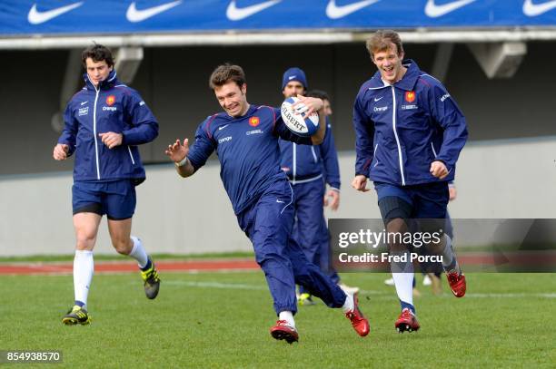 Yannick JAUZION / Vincent CLERC / Aurelien ROUGERIE - - Entrainement Equipe de France avant Angleterre/France - CNR Marcoussis,