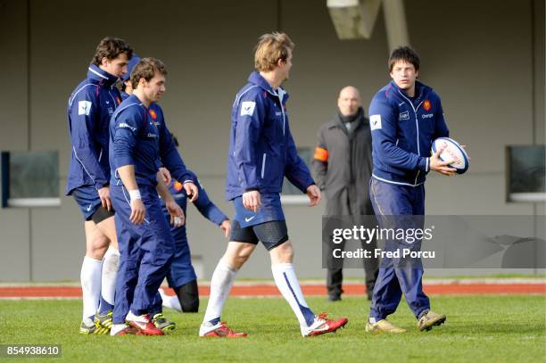 Francois TRINH DUC / Yannick JAUZION / Vincent CLERC - - Entrainement Equipe de France avant Angleterre/France - CNR Marcoussis,