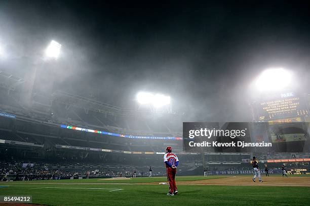 The fog rolls into the stadium as Cuba plays against Japan during the 2009 World Baseball Classic Round 2 Pool 1 Game 5 on March 18, 2009 at Petco...