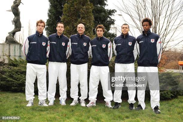 Richard GASQUET - Michael LLODRA - Guy FORGET - Gilles SIMON - Jo Wilfried TSONGA - Gael MONFILS - - Tirage au sort - Coupe Davis - Republique...