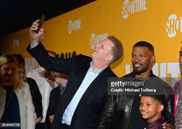 Actor Michael Rapaport, executive Producer Jamie Foxx and actor Lonnie Chavis attend the premiere of Showtime's "White Famous" at The Jeremy Hotel on...