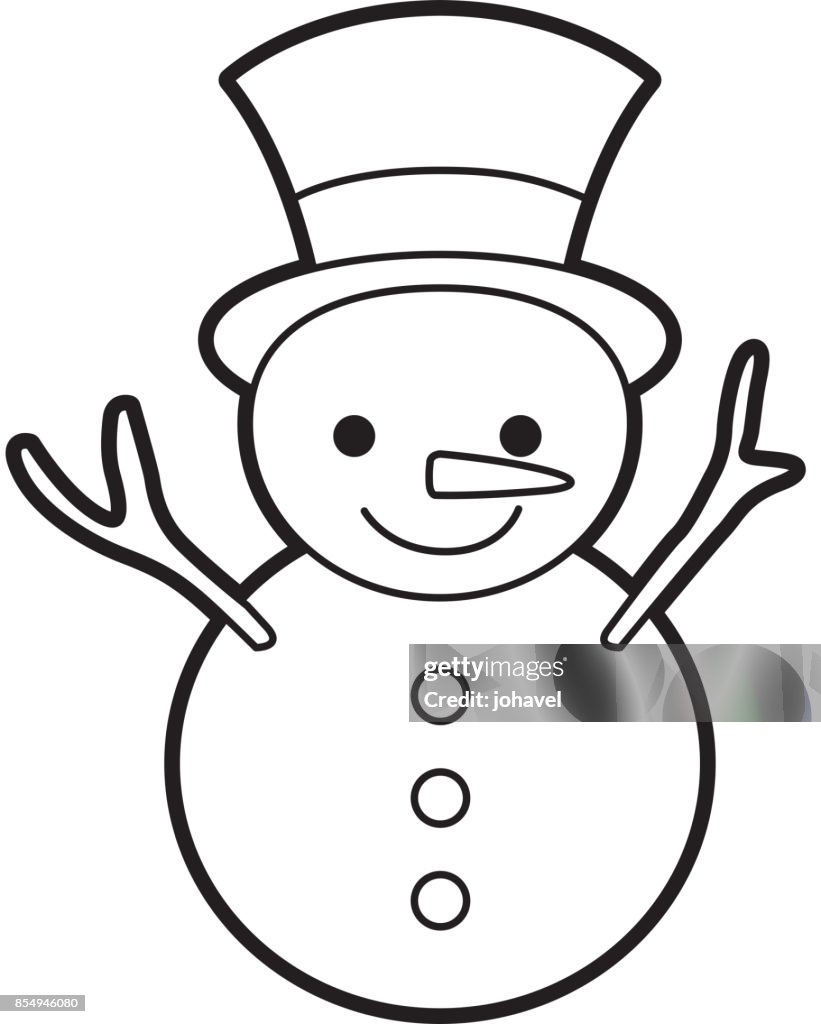 Navidad Muñeco De Nieve Dibujos Animados Sonrisa Carácter Invierno  Ilustración de stock - Getty Images