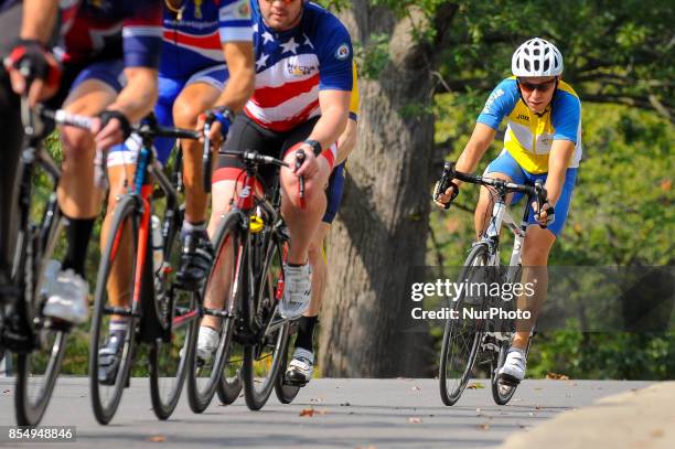 Ukrainian cyclist Mamontov Pavlo during Men's Road Cycling IRB2 Criterium - Final Toronto Invictus Cycling at High Park in Toronto, Ontario, Canada...