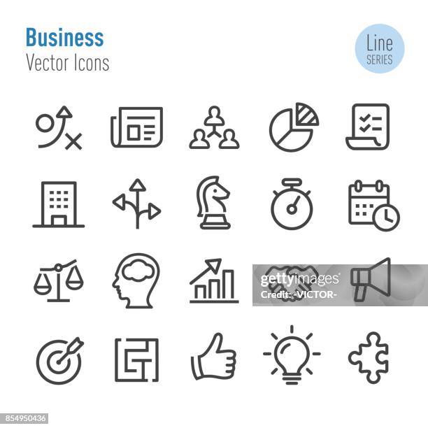 business icons - vector line series - business strategy chess stock illustrations