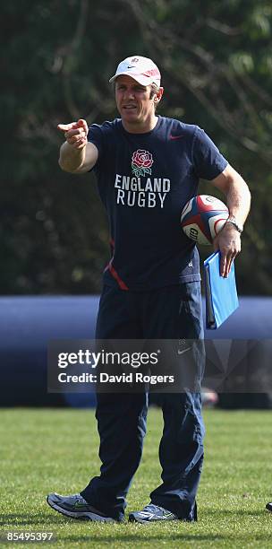 Brian Smith, the England attack coach during the England training sessiion held at Pennyhill Park Hotel on March 18, 2009 in Bagshot, England.